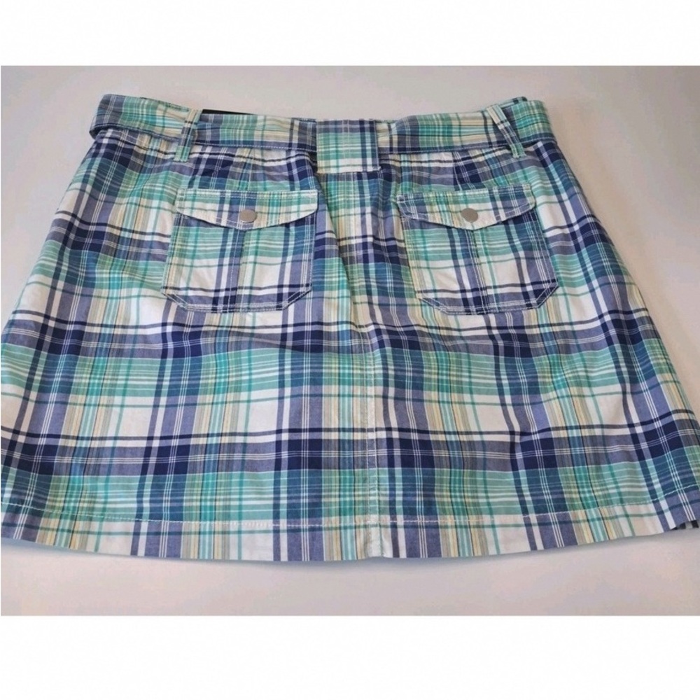 Chic Plaid Mini Skirt in Blue and Green